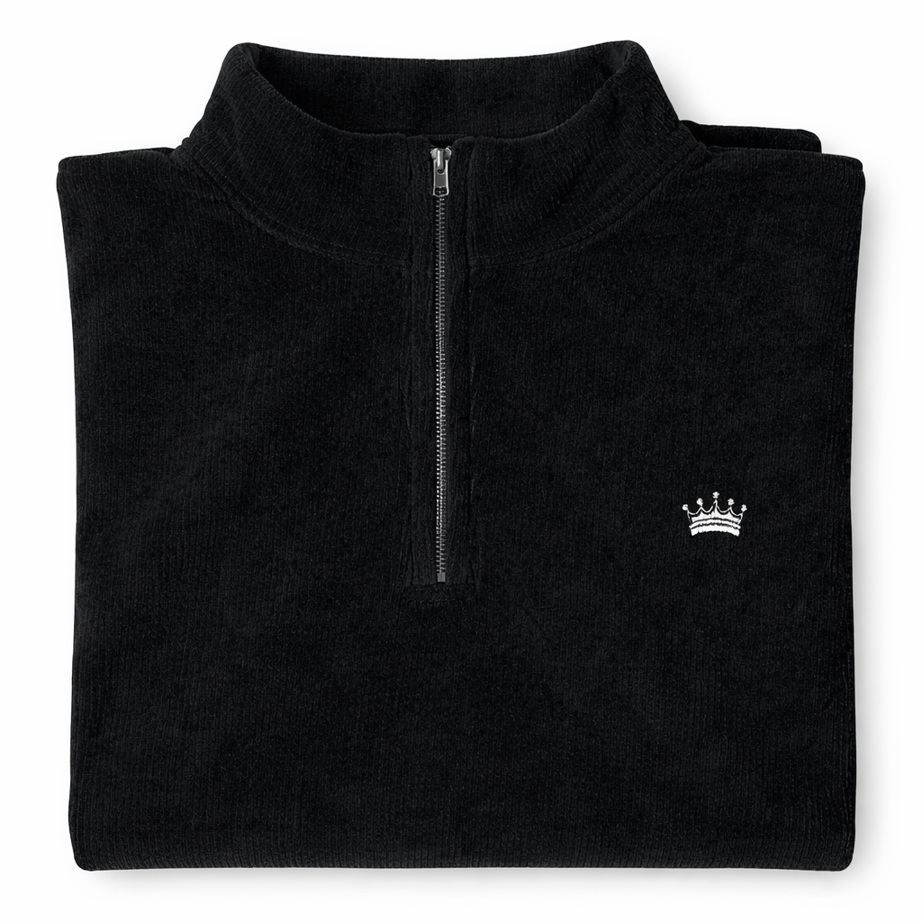 Soft Corduroy Q-Zip (Midnight Black)