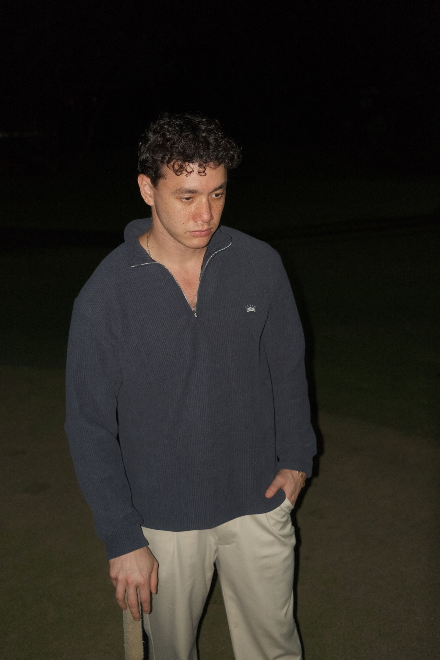 Soft Corduroy Q-Zip (Navy)